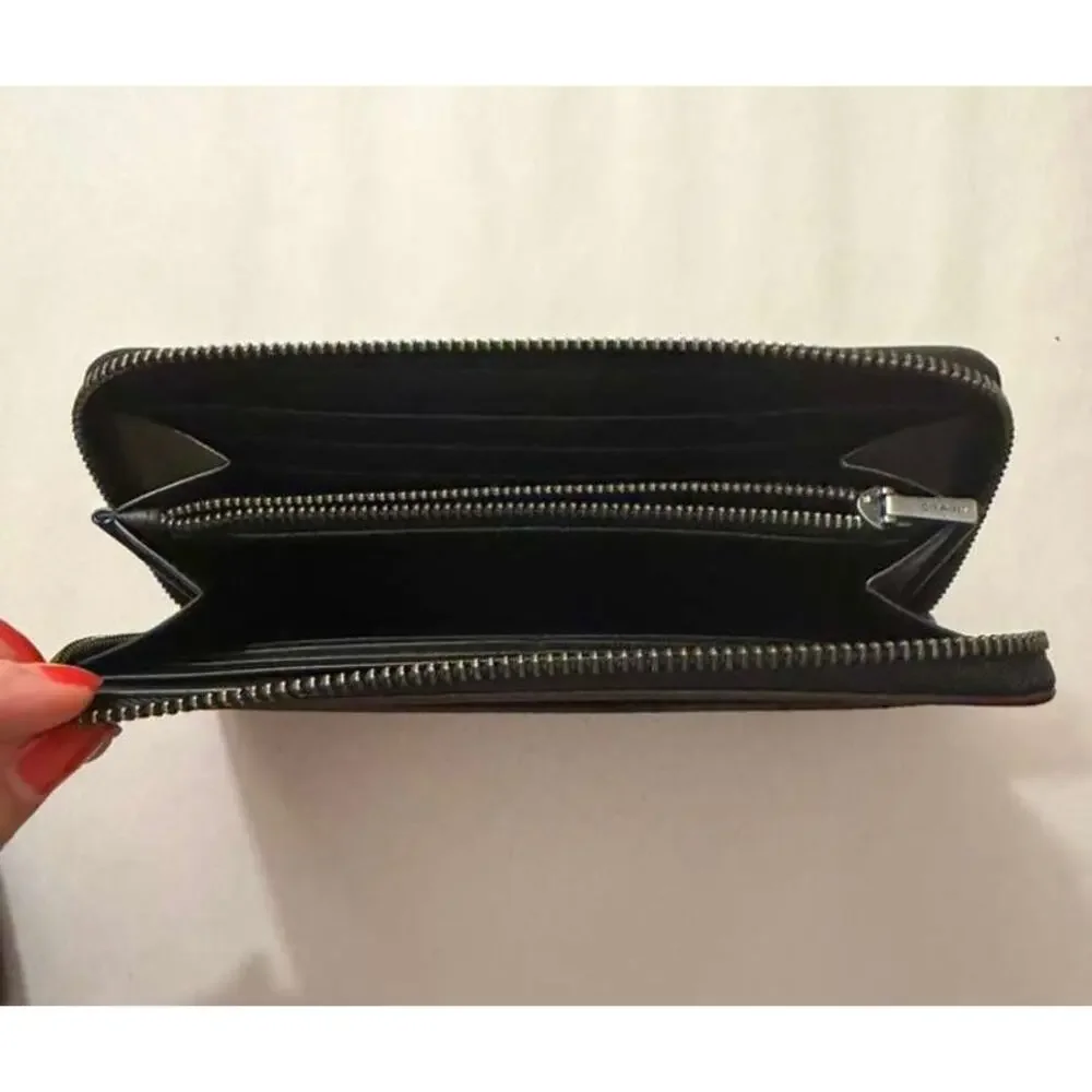 Coach ACCORDION WALLET (COACH F25517) BLACK Signature coated canvas logo